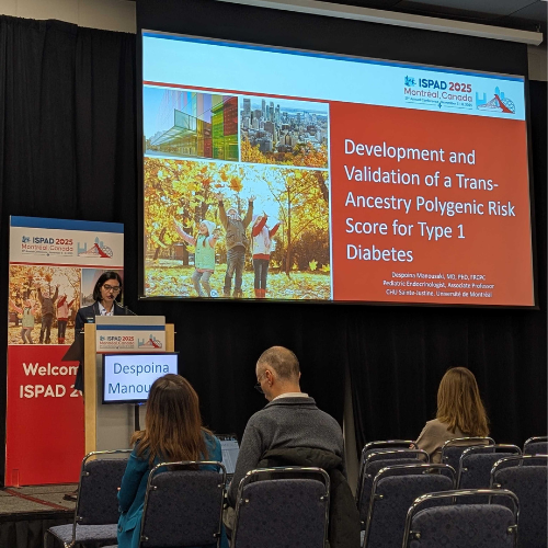 Despoina Manousaki giving a presentation at the ISPAD Conference