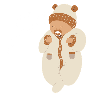 Cartoon graphic of a baby sleeping.